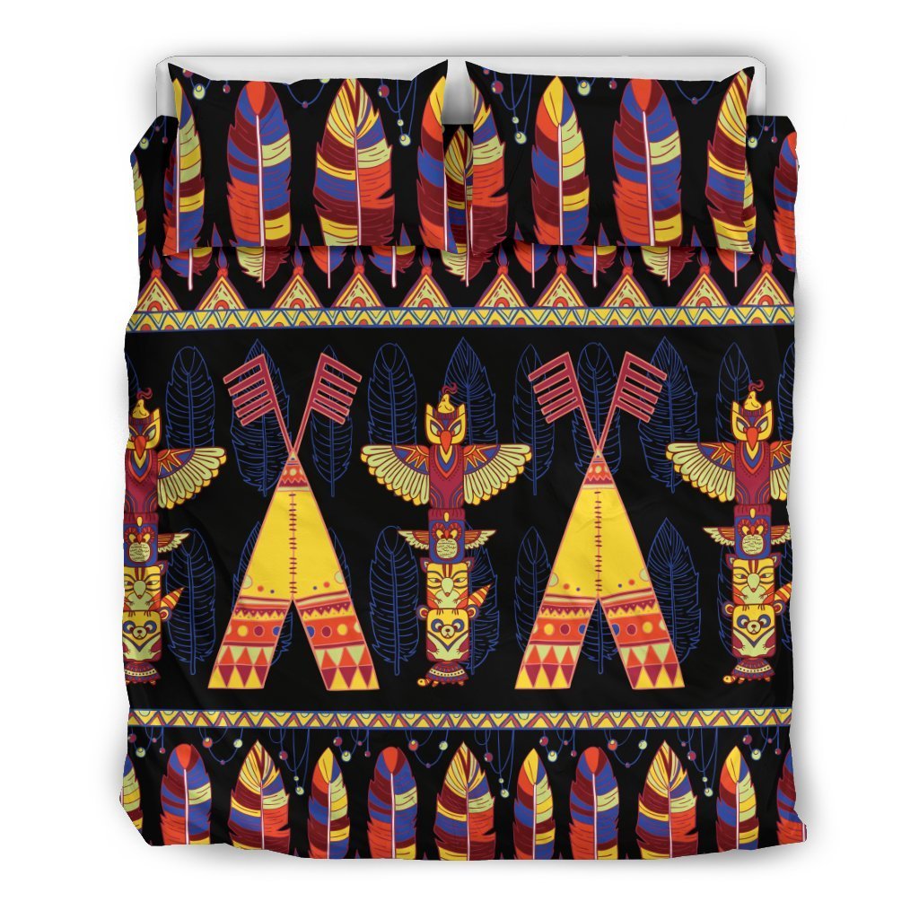 Totem Pole Design Duvet Cover Bedding Set
