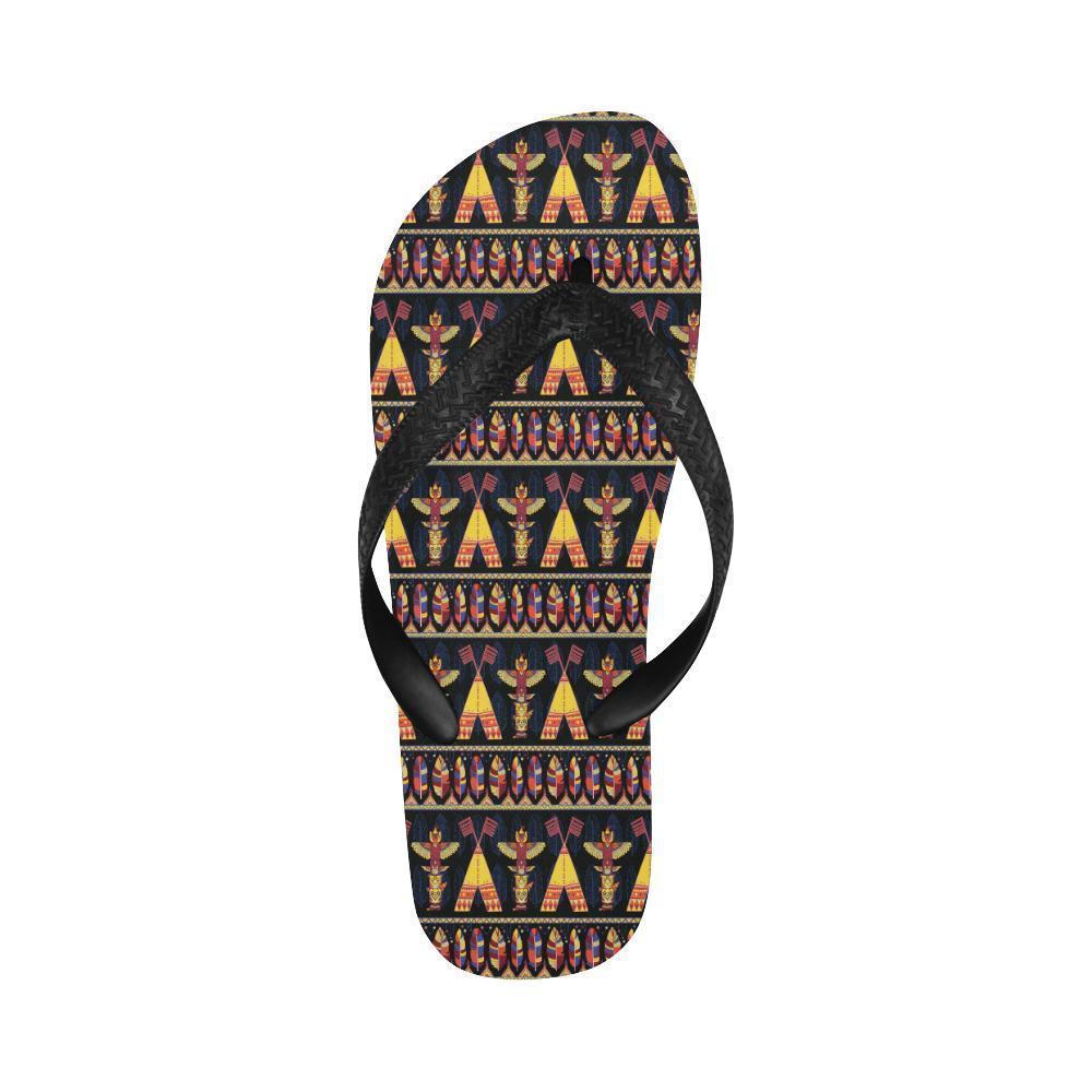 Totem Pole Design Flip Flops-JTAMIGO.COM
