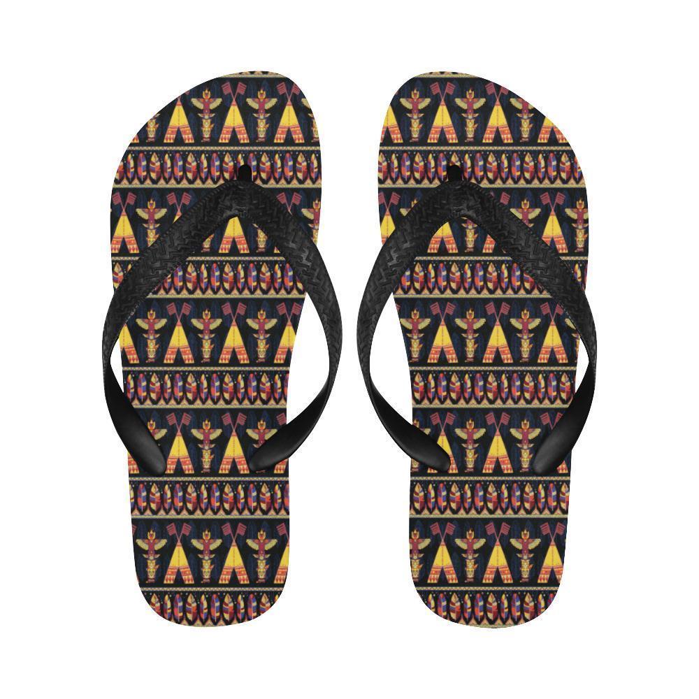 Totem Pole Design Flip Flops-JTAMIGO.COM
