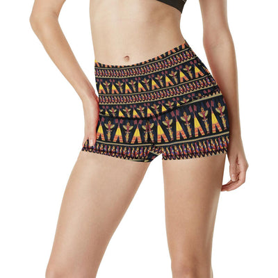 Totem Pole Design High Waisted Spandex Shorts-JTAMIGO.COM