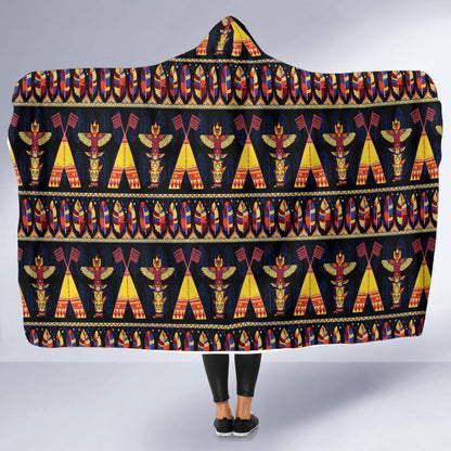 Totem Pole Design Hooded Blanket-JTAMIGO.COM
