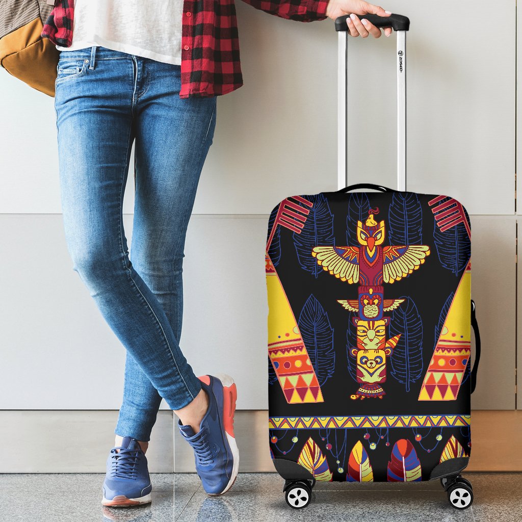 Totem Pole Design Luggage Cover Protector