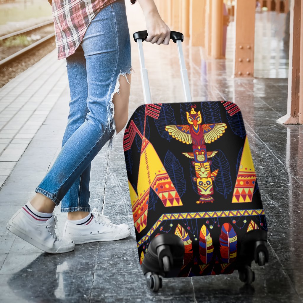 Totem Pole Design Luggage Cover Protector