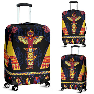 Totem Pole Design Luggage Cover Protector