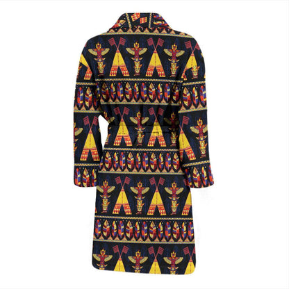 Totem Pole Design Men Bath Robe-JTAMIGO.COM
