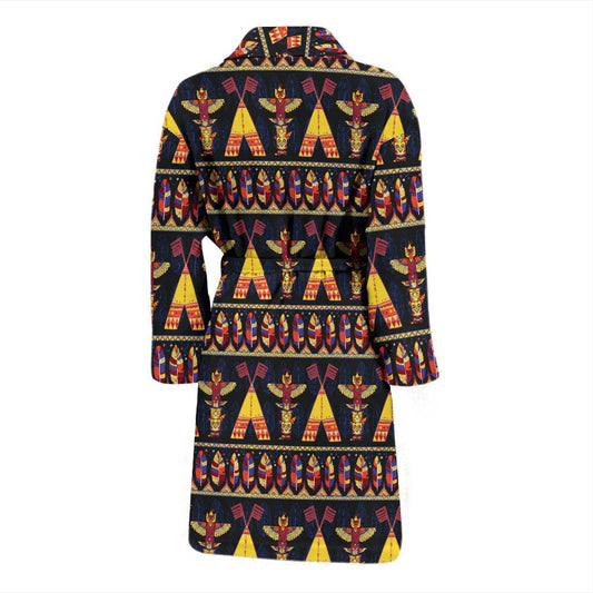 Totem Pole Design Men Bath Robe-JTAMIGO.COM