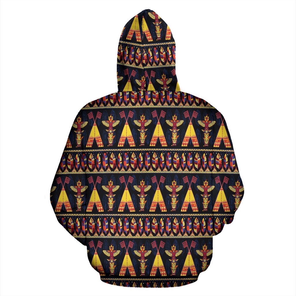 Totem Pole Design Pullover Hoodie