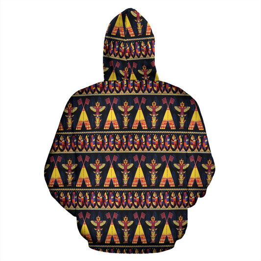 Totem Pole Design Pullover Hoodie