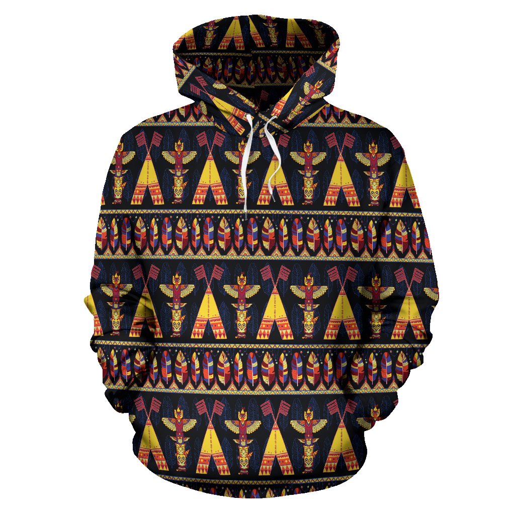 Totem Pole Design Pullover Hoodie