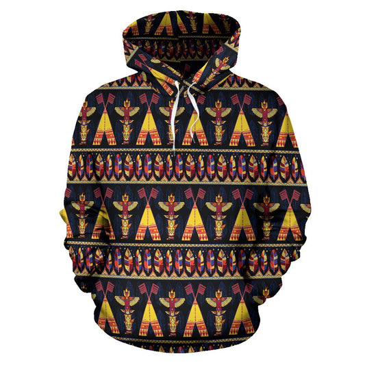 Totem Pole Design Pullover Hoodie