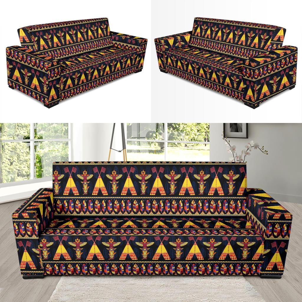 Totem Pole Design Sofa Slipcover-JTAMIGO.COM