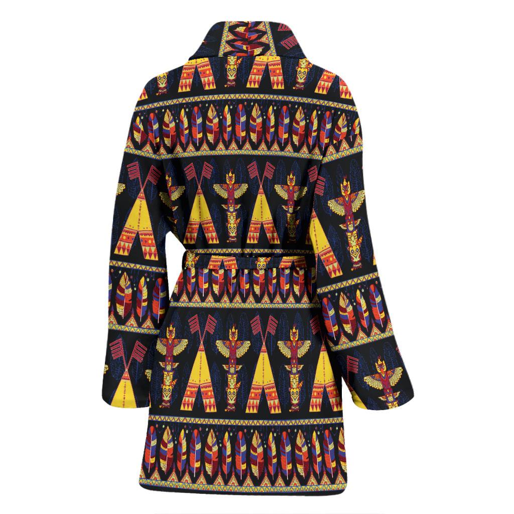 Totem Pole Design Women Bath Robe-JTAMIGO.COM
