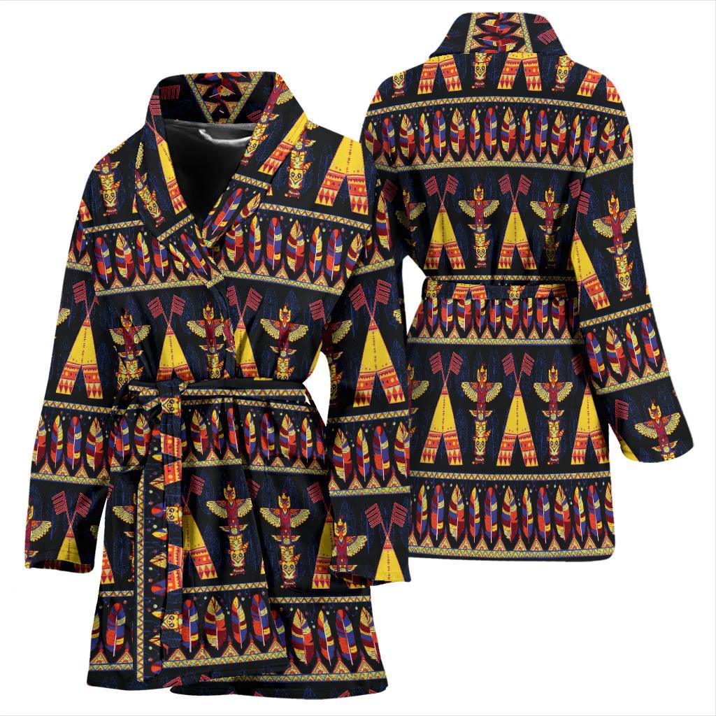 Totem Pole Design Women Bath Robe-JTAMIGO.COM