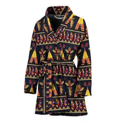 Totem Pole Design Women Bath Robe-JTAMIGO.COM