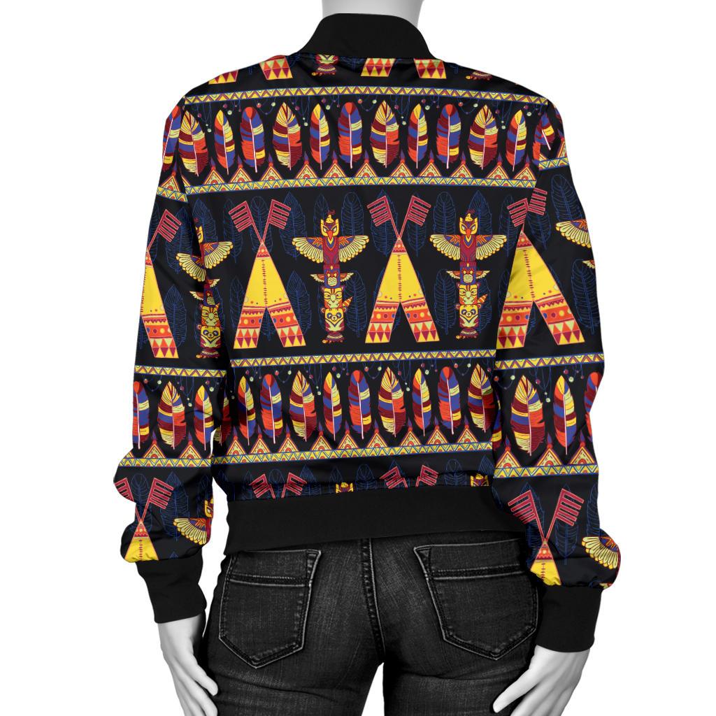 Totem Pole Design Women Casual Bomber Jacket