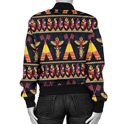 Totem Pole Design Women Casual Bomber Jacket