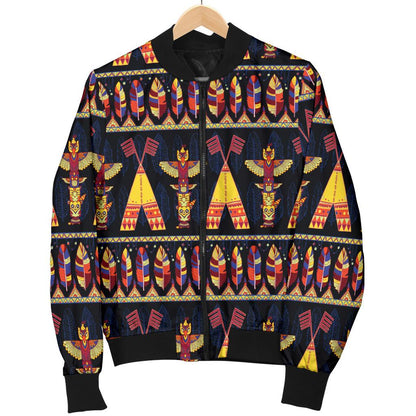 Totem Pole Design Women Casual Bomber Jacket