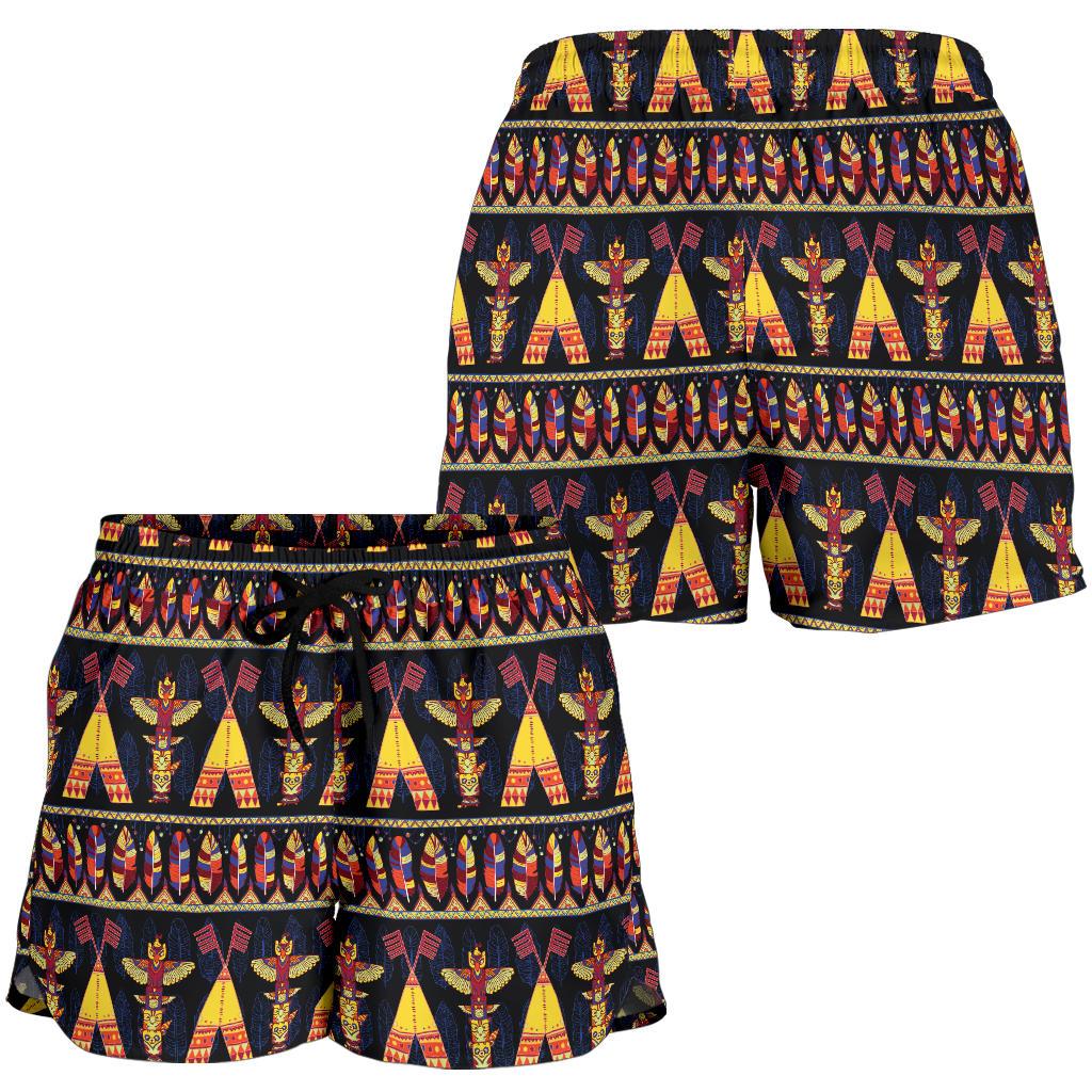 Totem Pole Design Women Shorts-JTAMIGO.COM