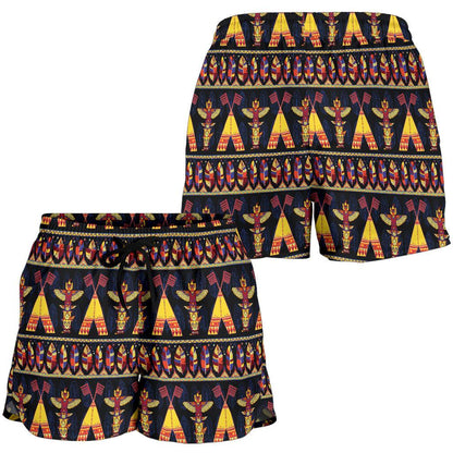 Totem Pole Design Women Shorts-JTAMIGO.COM