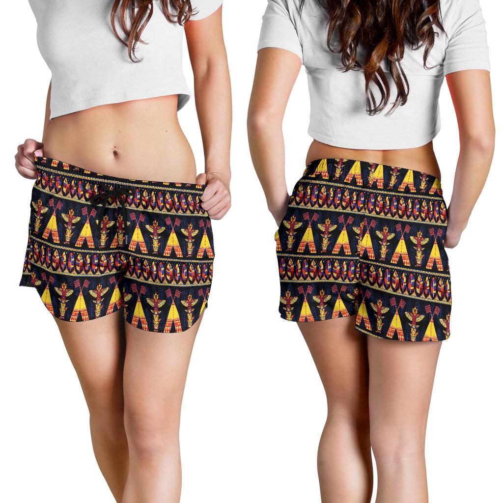 Totem Pole Design Women Shorts-JTAMIGO.COM
