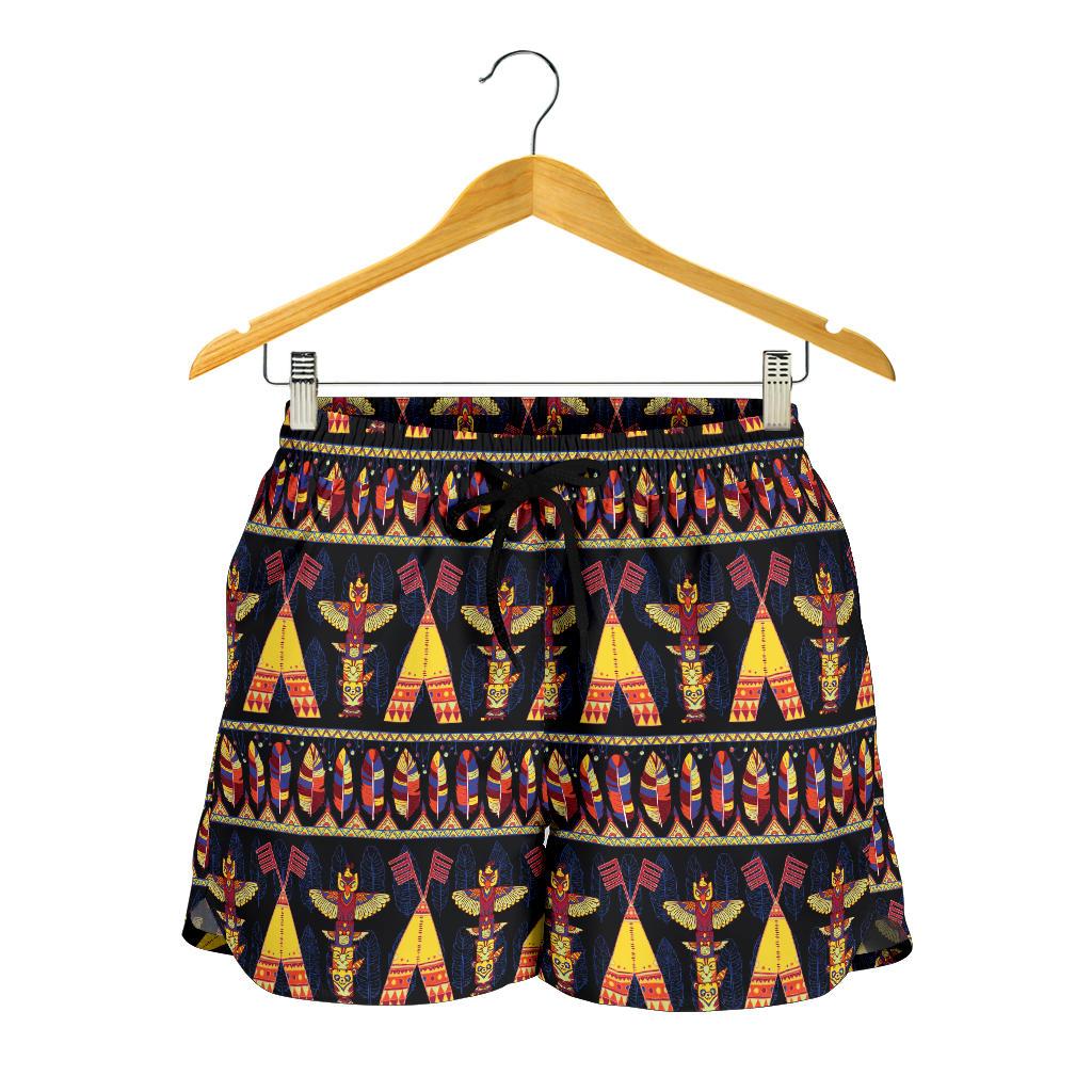 Totem Pole Design Women Shorts-JTAMIGO.COM