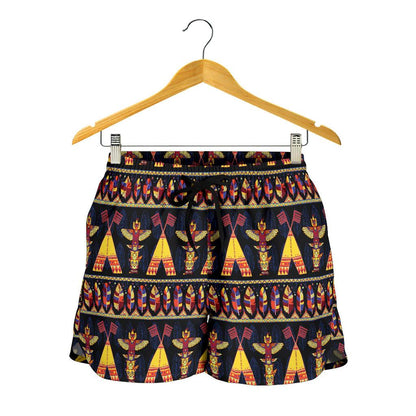 Totem Pole Design Women Shorts-JTAMIGO.COM