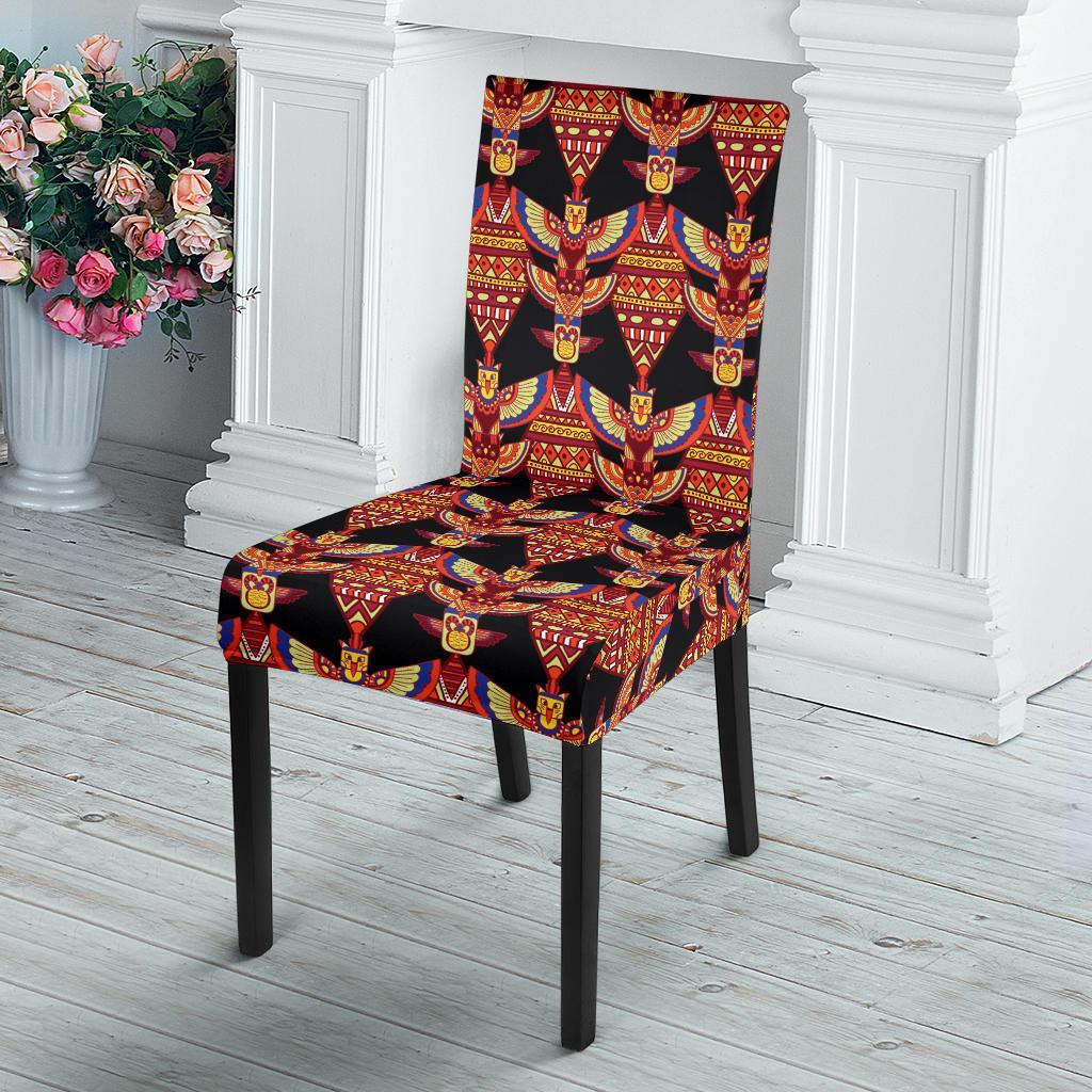 Totem Pole Print Dining Chair Slipcover-JTAMIGO.COM