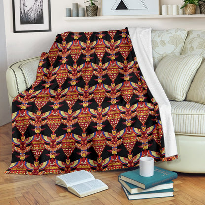 Totem Pole Print Fleece Blanket
