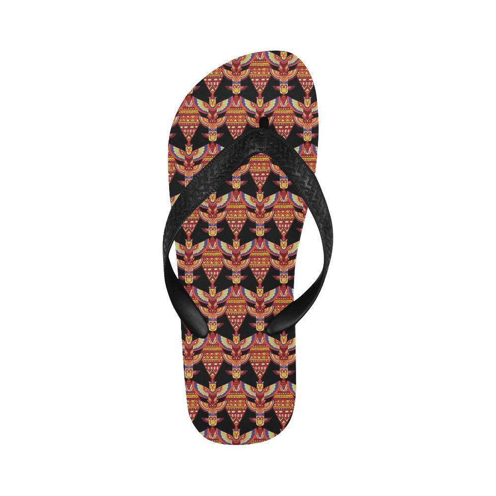 Totem Pole Print Flip Flops-JTAMIGO.COM