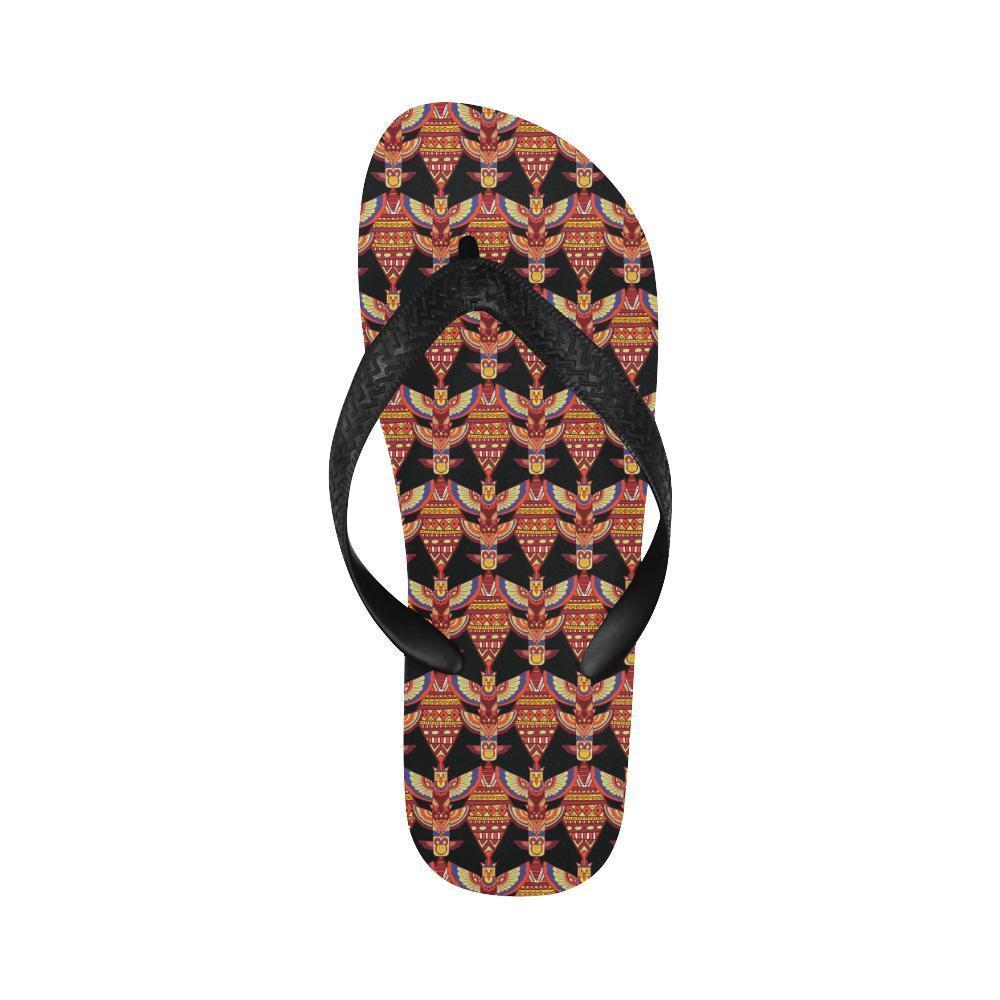 Totem Pole Print Flip Flops-JTAMIGO.COM