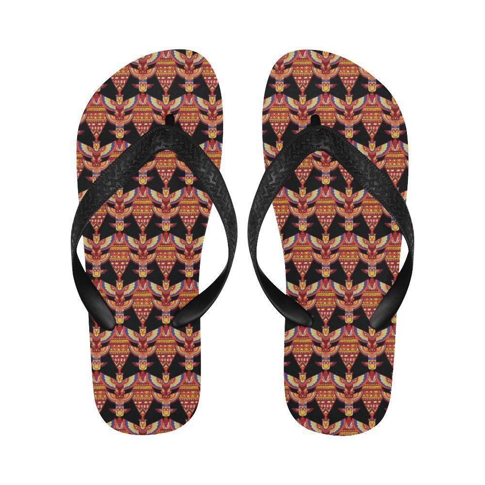 Totem Pole Print Flip Flops-JTAMIGO.COM