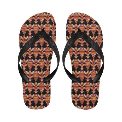 Totem Pole Print Flip Flops-JTAMIGO.COM