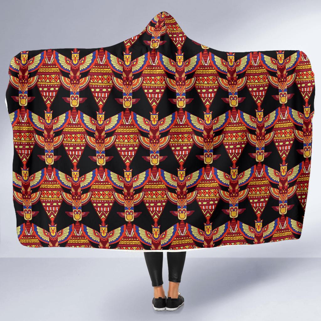 Totem Pole Print Hooded Blanket-JTAMIGO.COM