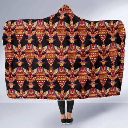 Totem Pole Print Hooded Blanket-JTAMIGO.COM