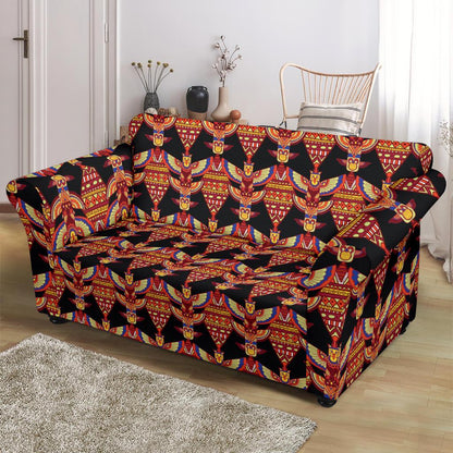 Totem Pole Print Loveseat Slipcover-JTAMIGO.COM