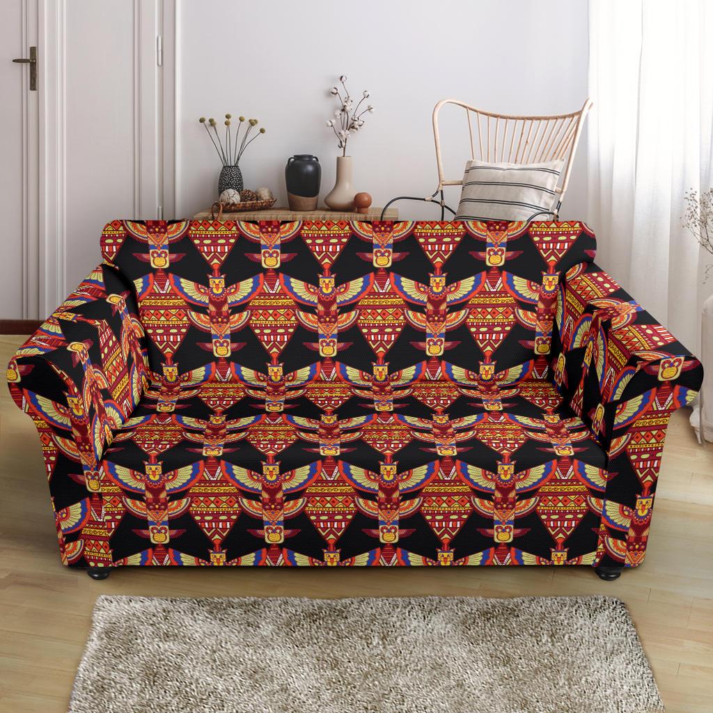 Totem Pole Print Loveseat Slipcover-JTAMIGO.COM