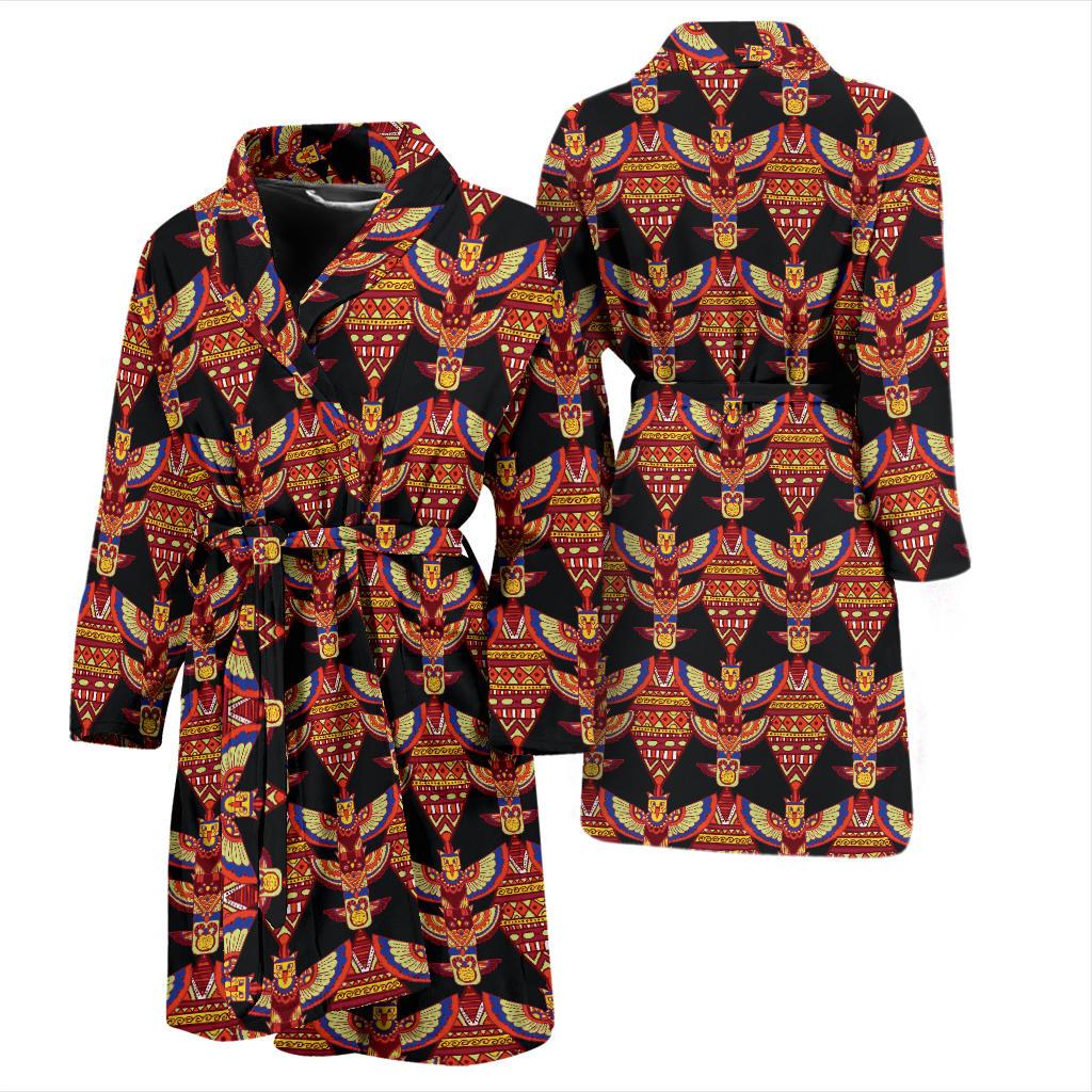 Totem Pole Print Men Bath Robe-JTAMIGO.COM