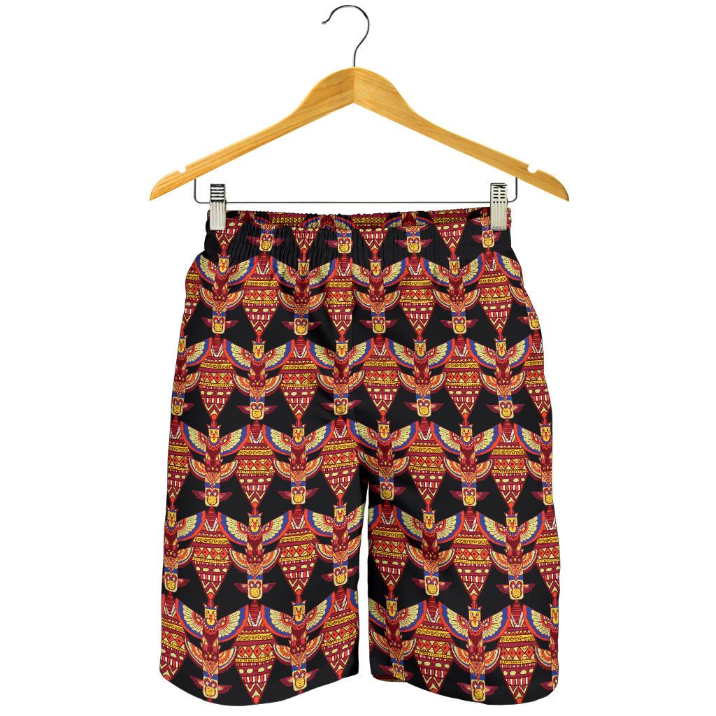 Totem Pole Print Mens Shorts-JTAMIGO.COM