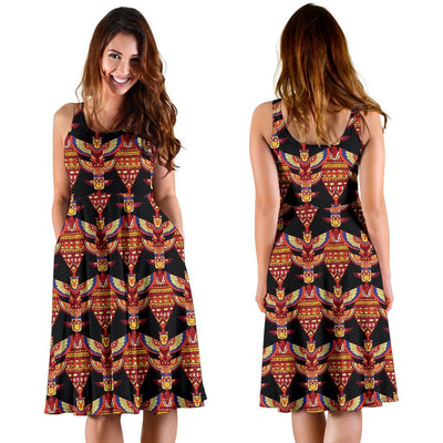 Totem Pole Print Sleeveless Dress