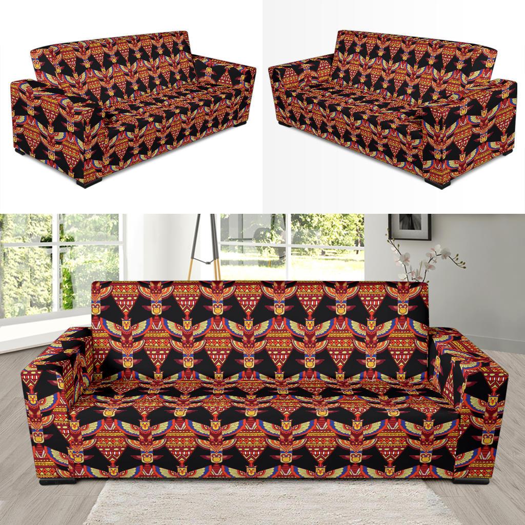 Totem Pole Print Sofa Slipcover-JTAMIGO.COM