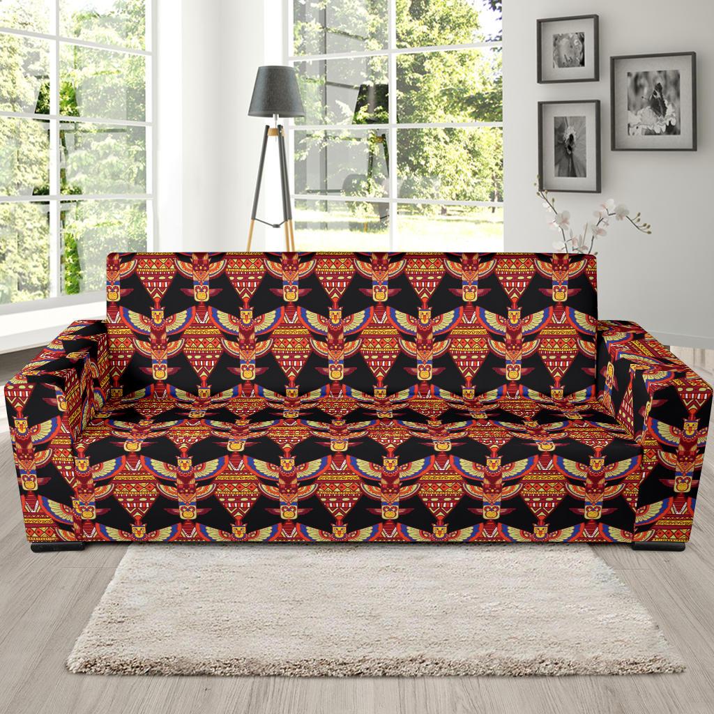 Totem Pole Print Sofa Slipcover-JTAMIGO.COM