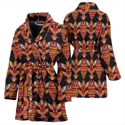 Totem Pole Print Women Bath Robe-JTAMIGO.COM