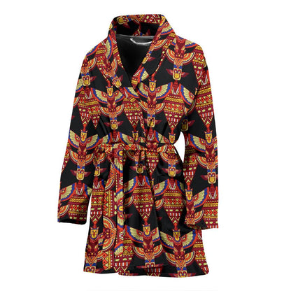 Totem Pole Print Women Bath Robe-JTAMIGO.COM