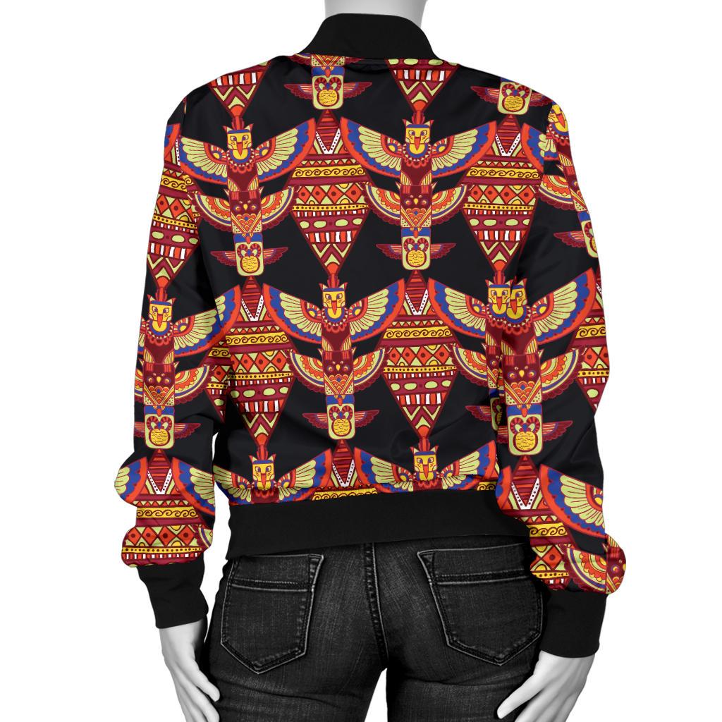 Totem Pole Print Women Casual Bomber Jacket