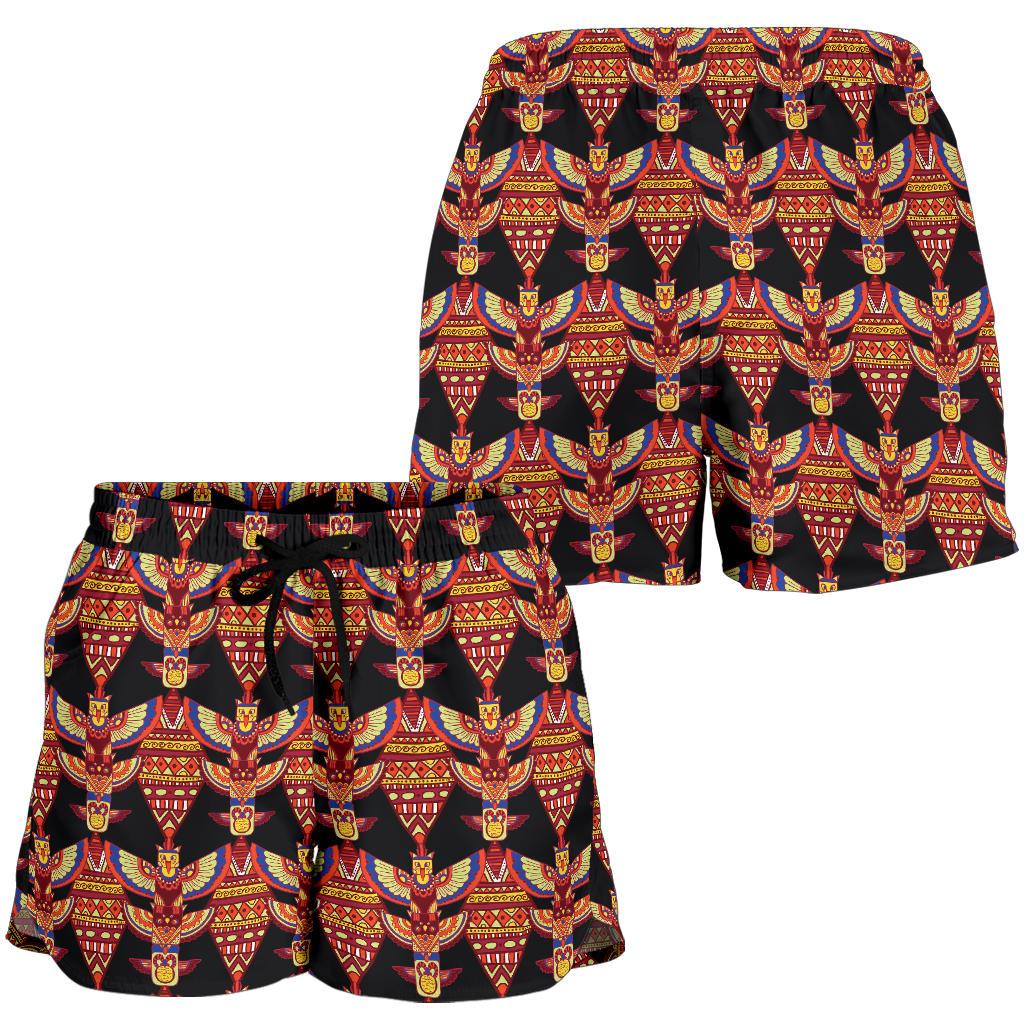 Totem Pole Print Women Shorts-JTAMIGO.COM