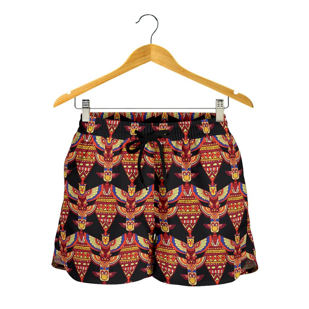 Totem Pole Print Women Shorts-JTAMIGO.COM