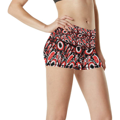 Totem Pole Texture Design High Waisted Spandex Shorts-JTAMIGO.COM