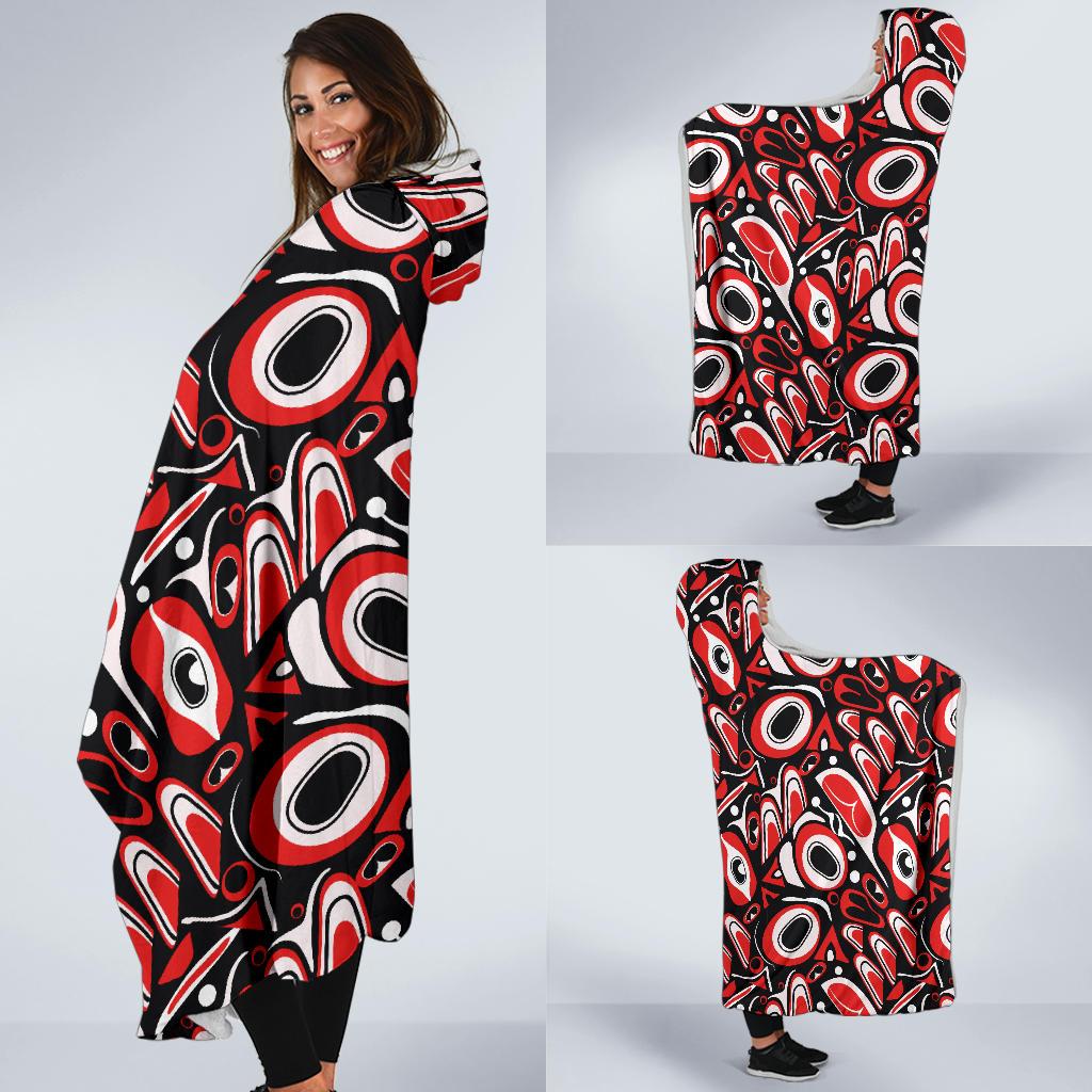 Totem Pole Texture Design Hooded Blanket-JTAMIGO.COM
