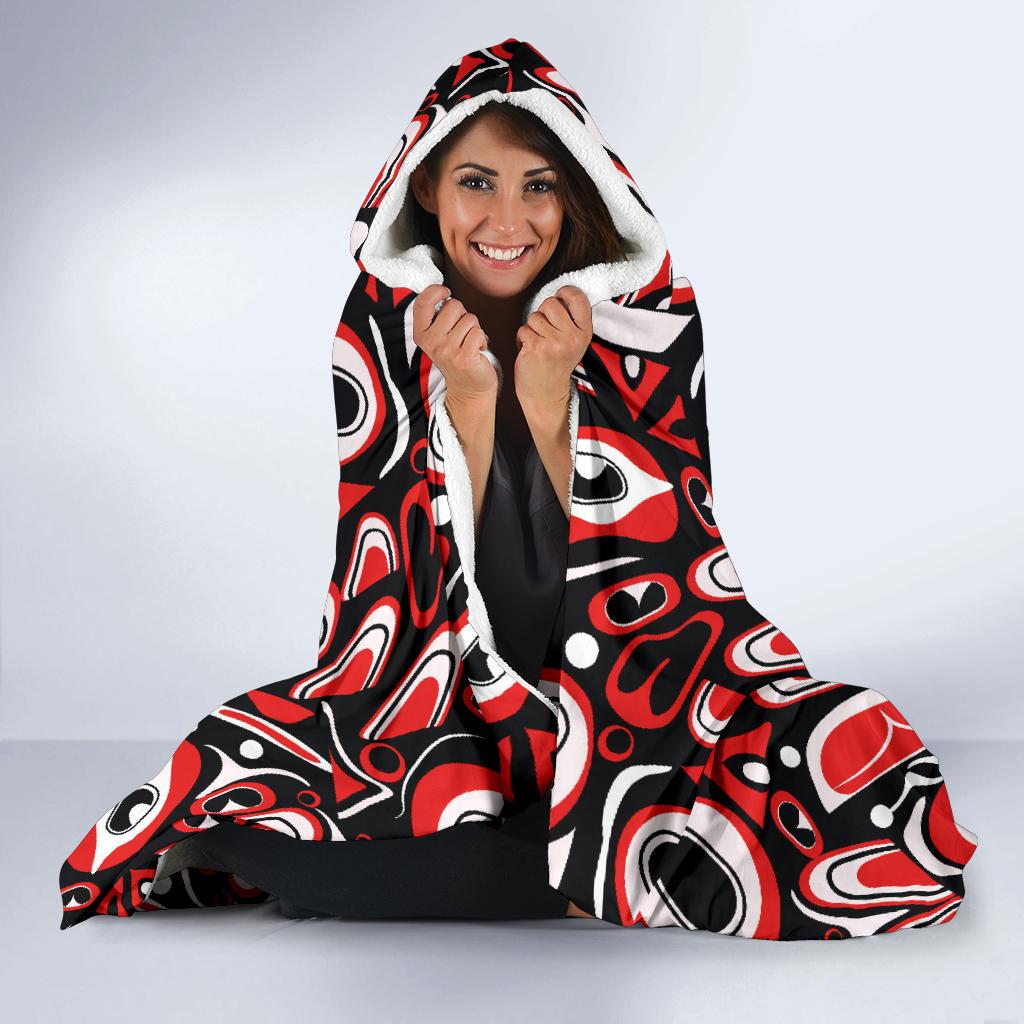 Totem Pole Texture Design Hooded Blanket-JTAMIGO.COM