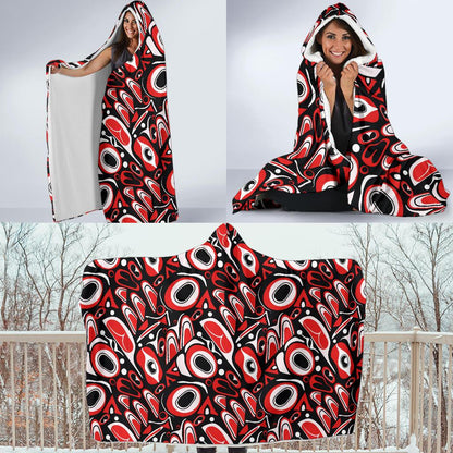 Totem Pole Texture Design Hooded Blanket-JTAMIGO.COM